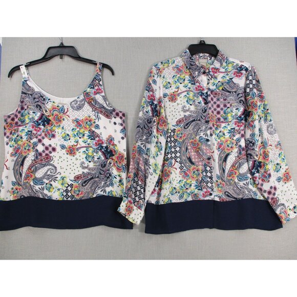 Chicos Paisley Floral Tank Top Blouse Sleeveless Printed Stretch Size 1 - Picture 8 of 16